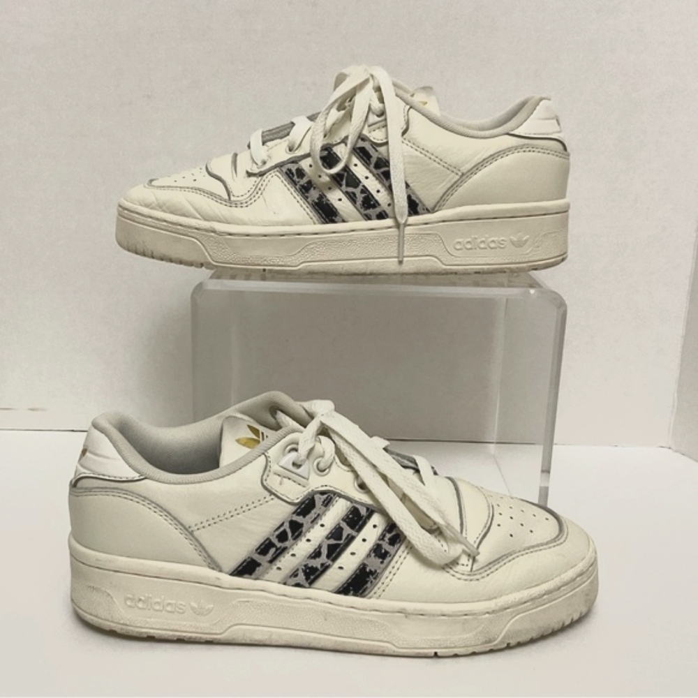 Adidas Rivalry Low Sz 7 White / Animal Print Sneakers Kicks RARE!